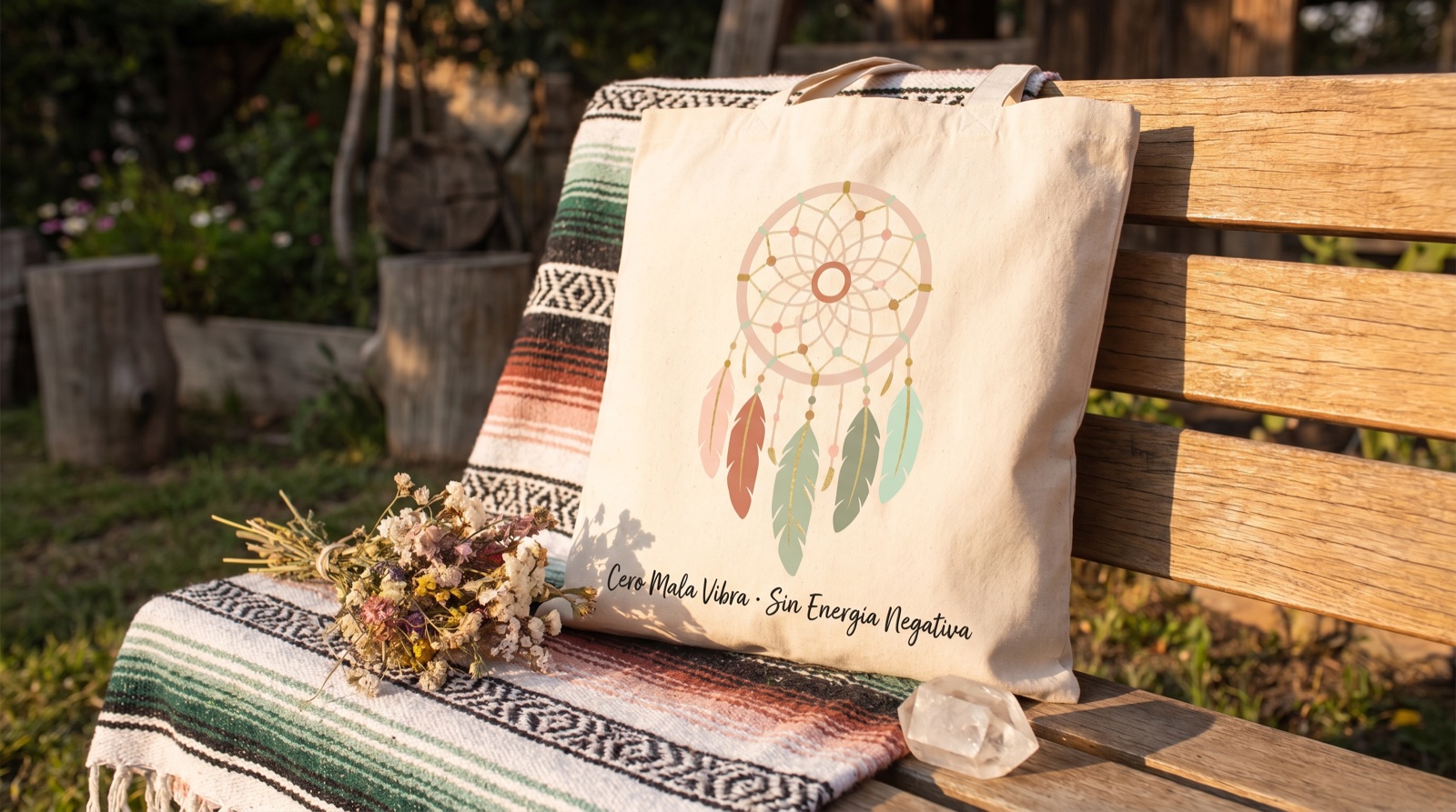 Tote bag bordada en exteriores